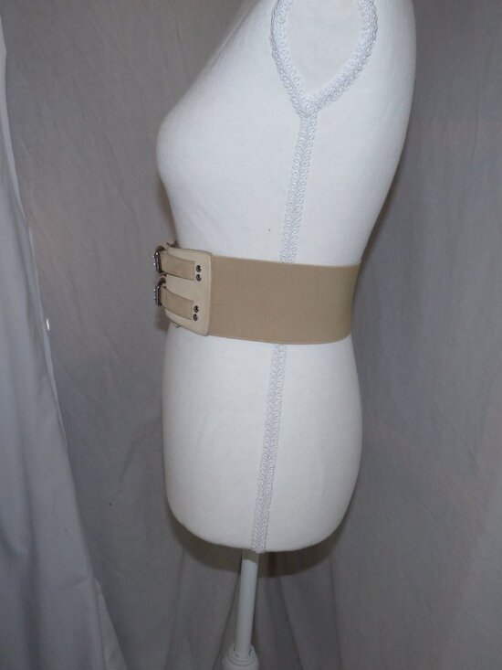 H&M Wide Waist Belt | Beige Corset Belt with Double Buckle | Ballet Core Gymnast main image 8